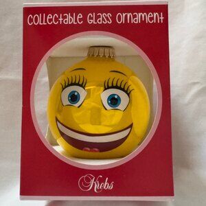 Krebs Collectible Glass Ornament – Emoji “BFF” – 3" – Original Box